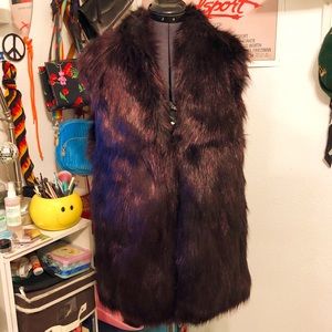 Maroon Fur Vest